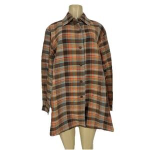 NEW Silk Lore Large Women Button Up Shirt Tunic Plaided Long Sleeve 56-8